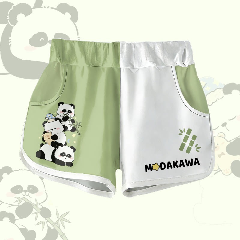 Panda Bamboo Graphic Modakawa Shorts - Green - 5XL - image 3