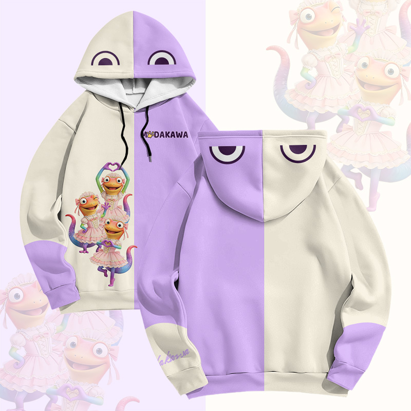 Modakawa Pullover-Hoodie mit Lizard Ballet Grafik und Farben -Design - Purple - 6XL - image 4