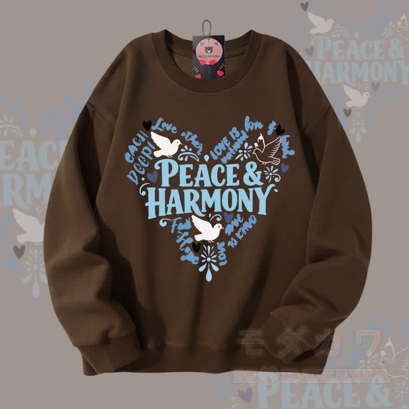 MODAKAWA PEACE HARMONY Peace Dove Grafik Partner-Sweatshirt Unisex - Braun - 5XL - image 4