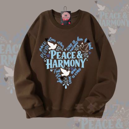 MODAKAWA PEACE HARMONY Peace Dove Grafik Partner-Sweatshirt Unisex - Braun - 5XL - image 4