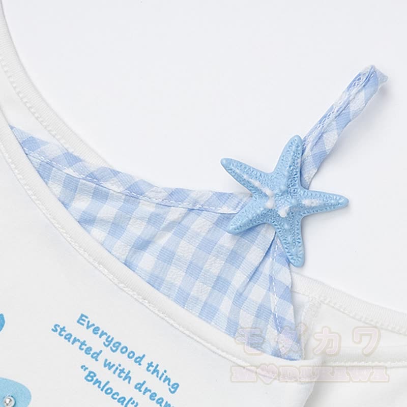 Zweiteiliges Set: Sternenmuster-Top mit schulterfreiem Spitzeneinsatz, gepunktete Hose mit weitem Bein und passendem Spitzentop mit Polka-Dot-Print, schulterfreiem Top und gepunkteter Hose mit weitem Bein - image 9