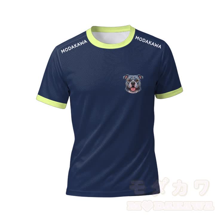 Bulldoggen-Grafik Herren-Sport-T-Shirt, Shorts mit Kordelzug, Modakawa passendes Outfit - Blaues Oberteil - 5XL - image 4