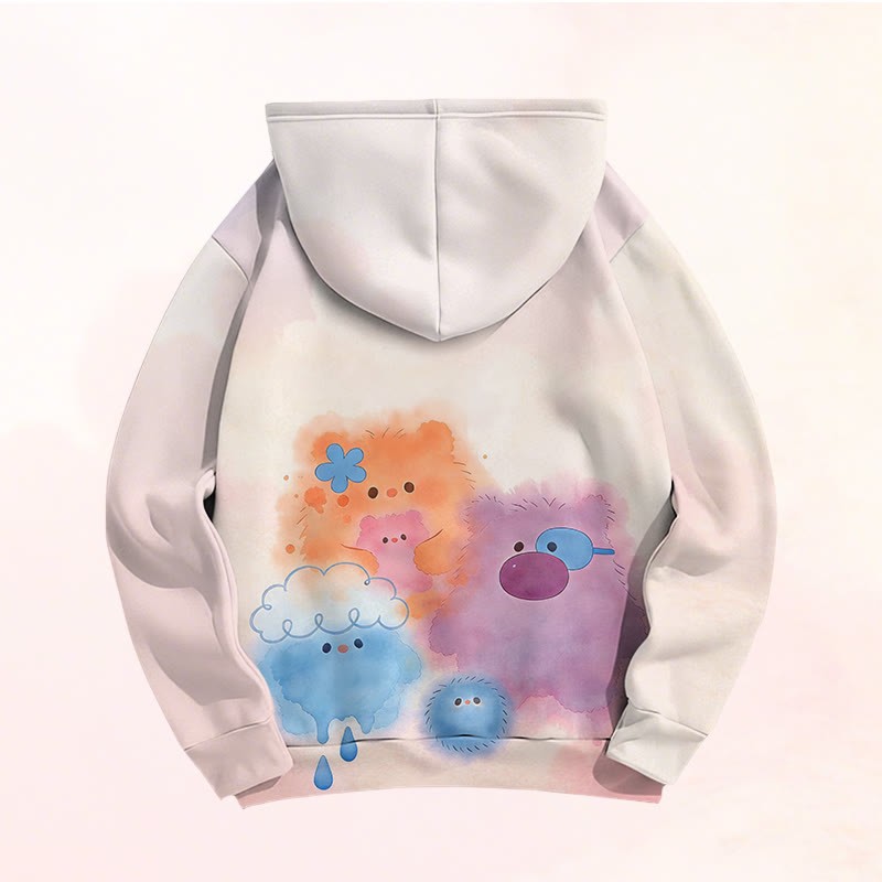 Modakawa Pullover-Hoodie mit flauschigem, buntem Monster-Modifikator und Farben -Design - image 6