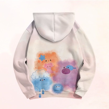 Modakawa Pullover-Hoodie mit flauschigem, buntem Monster-Modifikator und Farben -Design - image 6