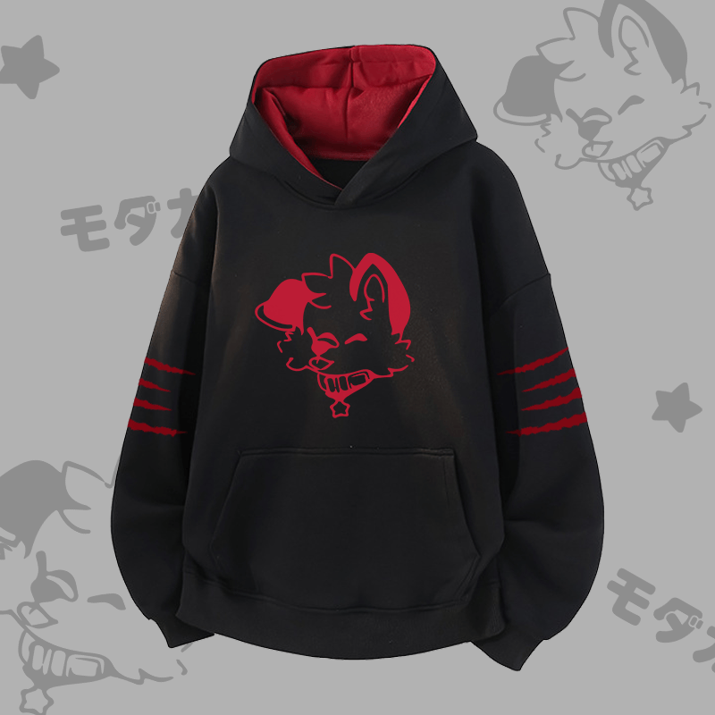 MODAKAWA X popipeko Joyful Puppy Graphic Contrast Lining Pullover - Black - 3XL - image 4