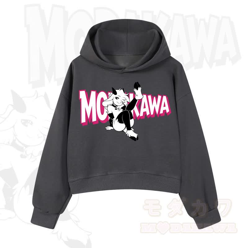MODAKAWA Langarm-Kapuzenpullover mit Ziegenprint  - Dunkelgrau - 3XL - image 10