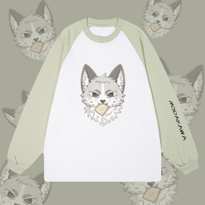 MODAKAWA Silver Fox Grafik- Farben Langarm-T-Shirt - Green&White - 4XL - image 2