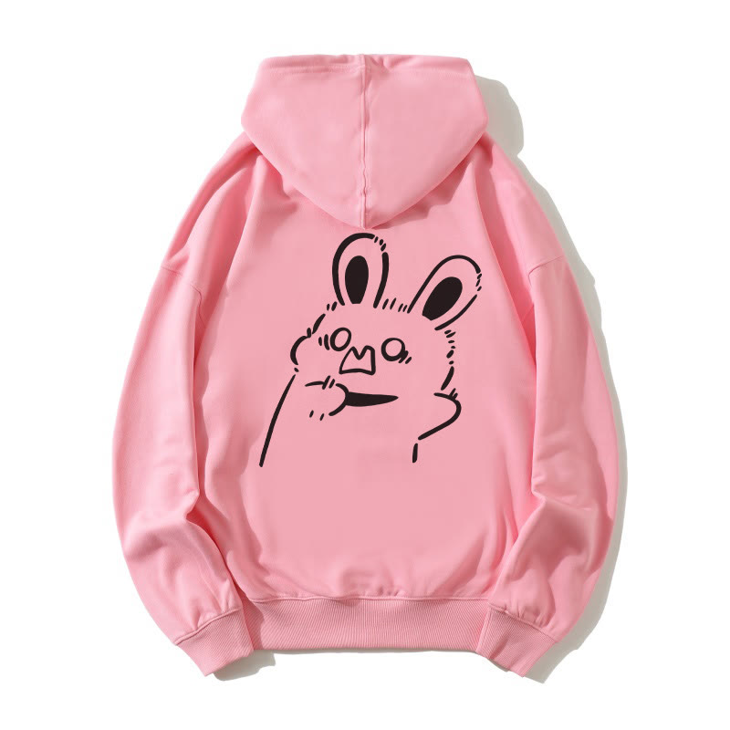 Lockerer Hoodie mit Startled Bunny-Grafik - Pink - 5XL - image 5