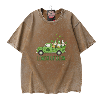 VIEL GLÜCK St. Pakrit's Day Autografik Modakawa Vintage gewaschenes T-Shirt aus 100% Baumwolle - Brown - 5XL - image 7