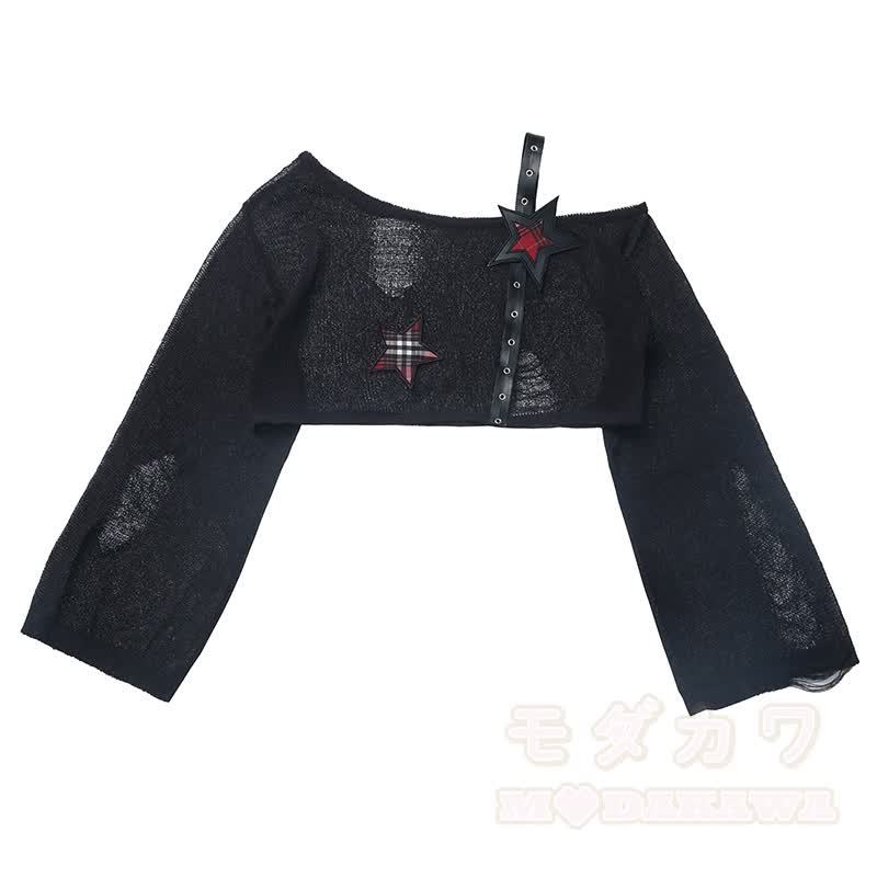 Gothic-Kleid mit transparentem Netzoberteil und Karomuster, zweiteilig - image 8