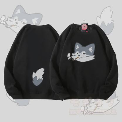 MODAKAWA Unisex-Sweatshirt mit Wolfsmotiv (Gesicht und Schwanz) - Schwarz - 5XL - image 4