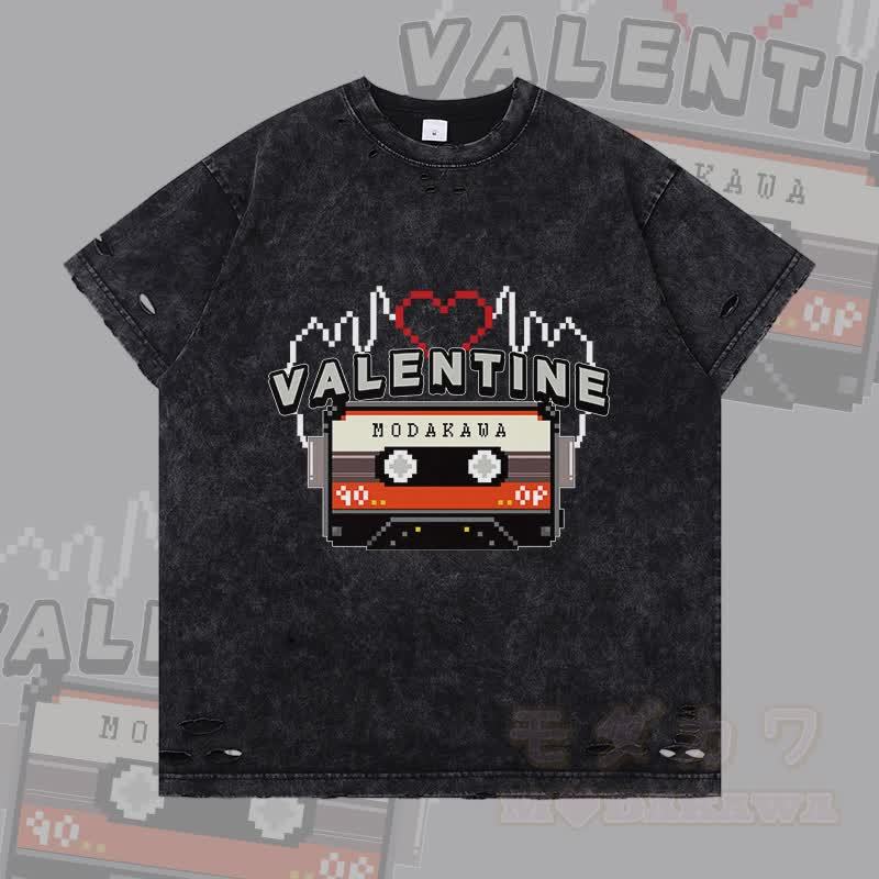 MODAKAWA VALENTINE Cassette Graphic Ripped T-Shirt - Schwarz - 2XL - image 3