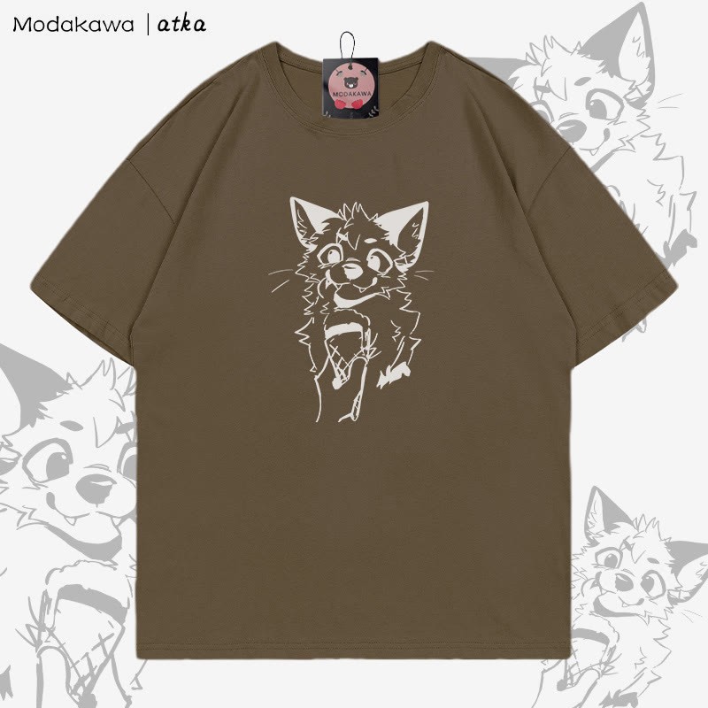 MODAKAWA X atka Fuchs isst Eiscreme Grafik-T-Shirt - Brown - 5XL - image 5
