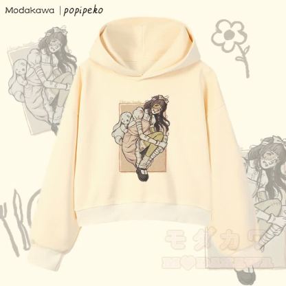 MODAKAWA X popipeko Zombie Girl Graphic Cropped Cotton Hoodie - Aprikose - 3XL - image 3