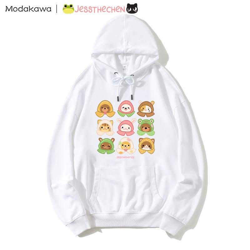 MODAKAWA X jessthechen – Lockerer Hoodie mit Tiermuster - White - 5XL - image 3