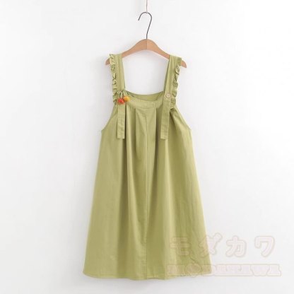 College-Stil Kurzarm-Hemdkleid mit Trägern, zweiteiliges Set - Grünes Kleid - XL - image 16