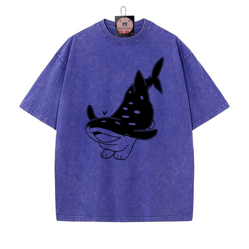 Fröhliches Pupfish Grafik Unisex Vintage Washed T-Shirt - Blau - 5XL - image 3