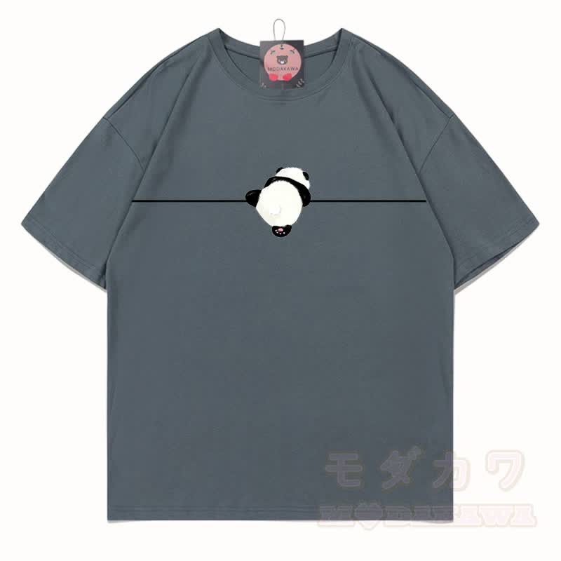 MODAKAWA Panda Grafik T-Shirt aus 100 % Baumwolle - Grau - 5XL - image 15