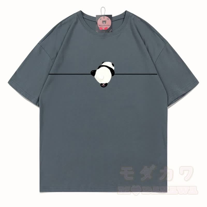 MODAKAWA Panda Grafik T-Shirt aus 100 % Baumwolle - Grau - 5XL - image 15