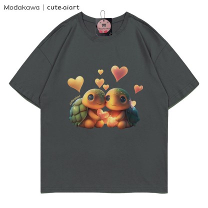 T-Shirt mit dem Aufdruck „Zwei kuschelnde Schildkröten“ - Charcoal Gray - 5XL - image 4