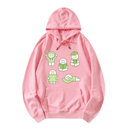 Modakawa Hoodie mit niedlichem kleinen Charakter-Motiv, locker geschnitten aus Baumwollmischgewebe - Pink - 5XL - image 4