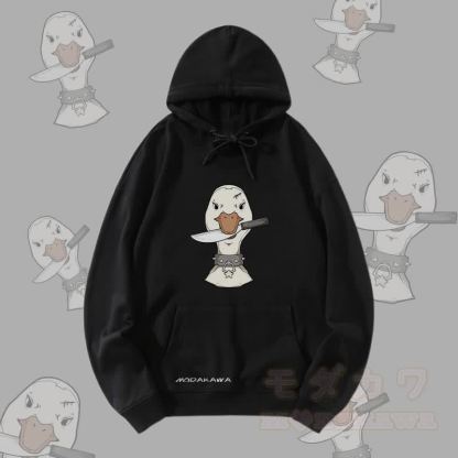 MODAKAWA Streetwear Pullover Hoodie mit Goose-und-Messer-Grafik - Schwarz - 5XL - image 4