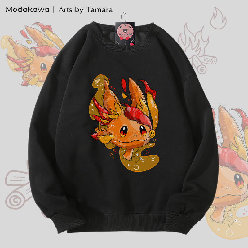 MODAKAWA X Arts by Tamara Unisex-Sweatshirt mit Feuerkreaturen-Motiv - Black - 5XL - image 4