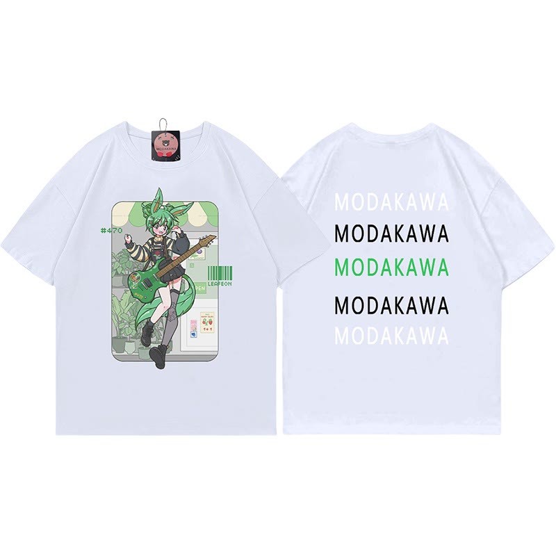 MODAKAWA X airii.exe T-Shirt mit Buchstabendruck „Gitarrenmädchen“ aus 100 % Baumwolle - White - 5XL - image 5