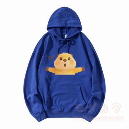OH Capybara Grafik Modakawa Lockerer Baumwoll-Misch-Hoodie - Blau - 5XL - image 7