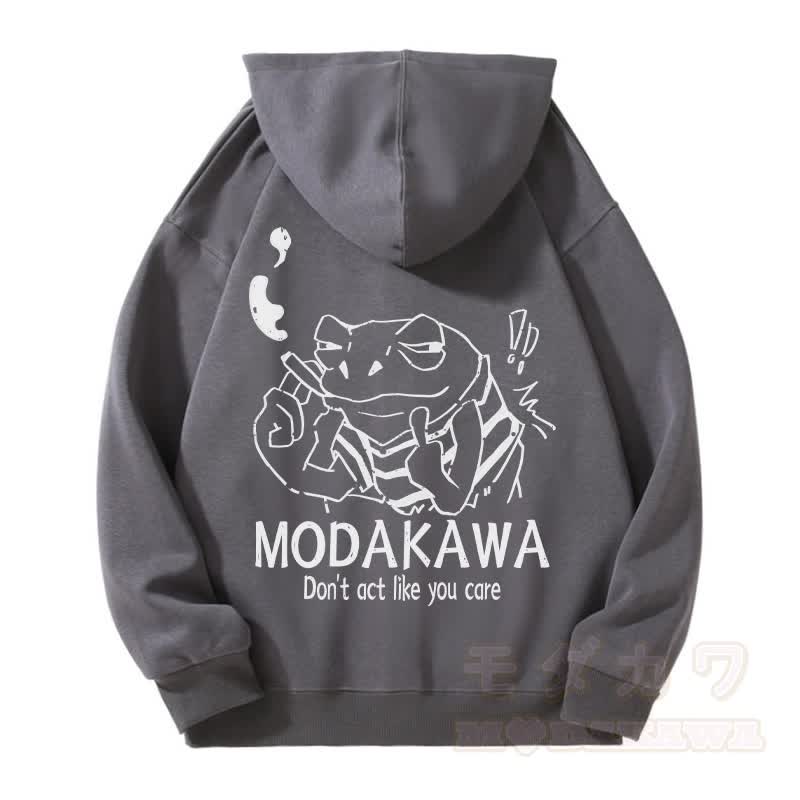 MODAKAWA MEH Kapuzenpullover mit Reißverschluss und Grumpy Smoking Frog-Grafik, Fleecefutter - Dunkelgrau - 5XL - image 3