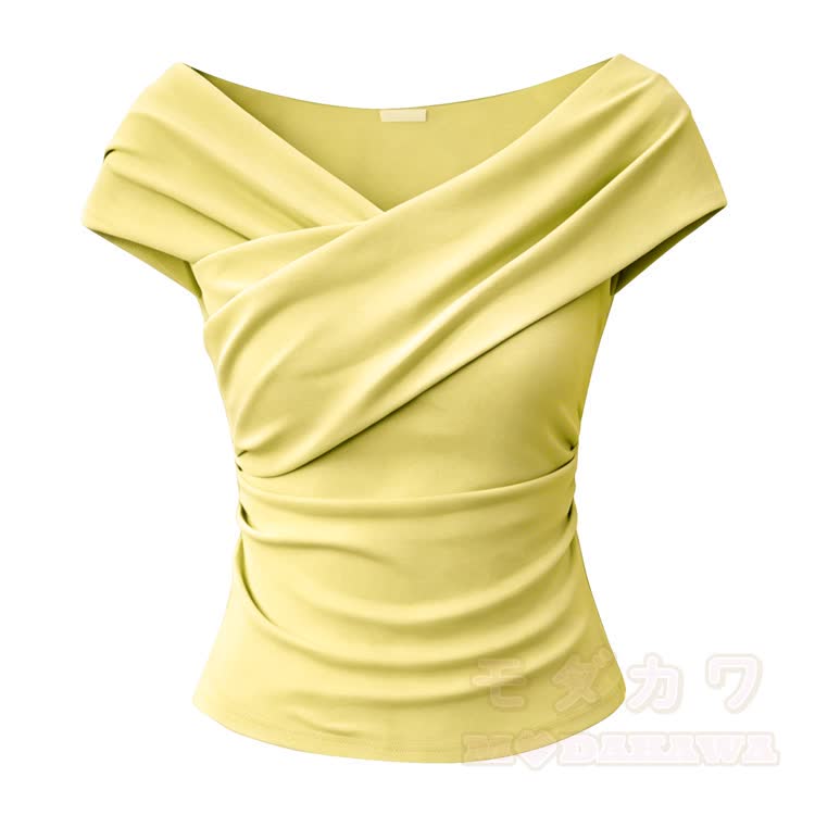 Modakawa Off-Shoulder-Top & karierter asymmetrischer Midirock - Gelbes Oberteil - 4XL - image 8
