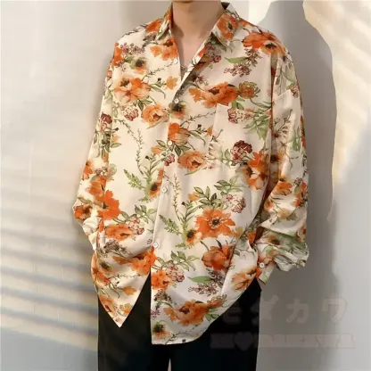 Herren-Langarmhemd mit Vintage-Print und Knopfleiste - Mehrfarbige KI - 3XL - image 36