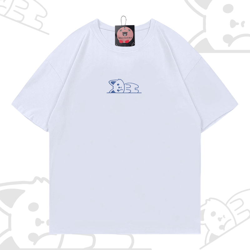 Modakawa-Baumwoll-T-Shirt mit gesticktem liegenden Fuchs - White - 5XL - image 5