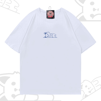 Modakawa-Baumwoll-T-Shirt mit gesticktem liegenden Fuchs - White - 5XL - image 5