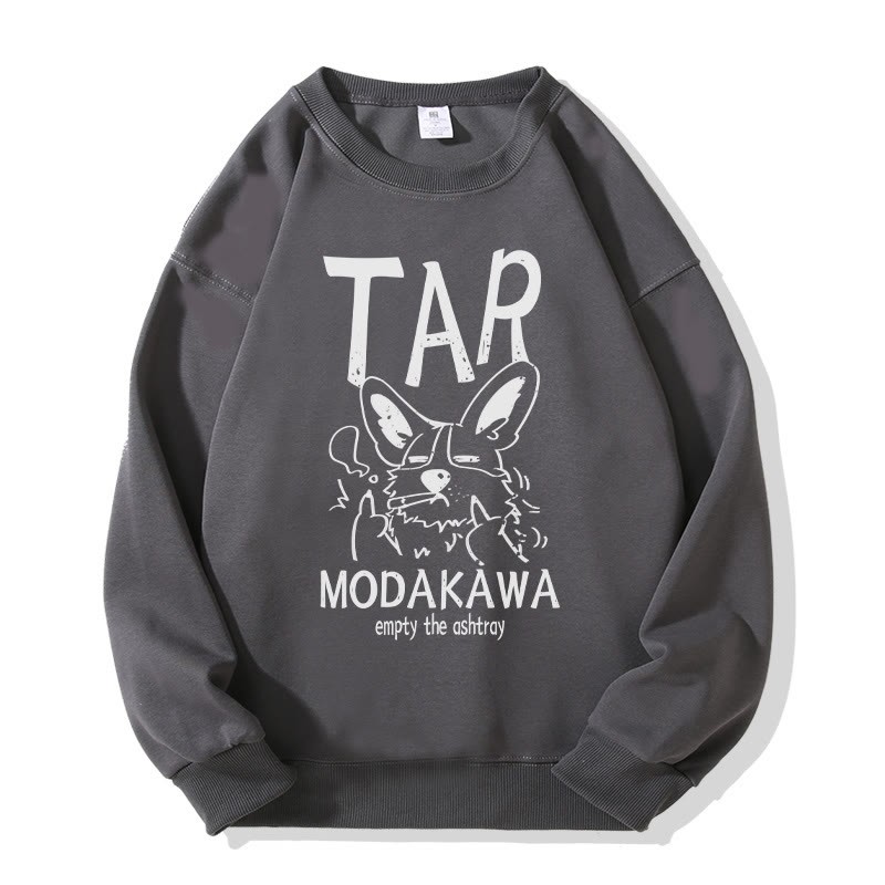 MODAKAWA TAR Unisex-Sweatshirt mit Grumpy Smoking Puppy-Grafik - Dark Grey - 5XL - image 3