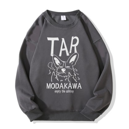 MODAKAWA TAR Unisex-Sweatshirt mit Grumpy Smoking Puppy-Grafik - Dark Grey - 5XL - image 3