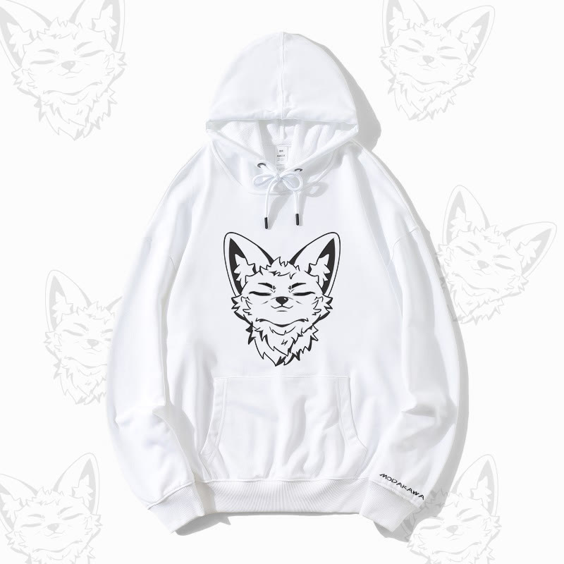 MODAKAWA Corsac Fox Graphic Streetwear Pullover Hoodie - White - 5XL - image 4