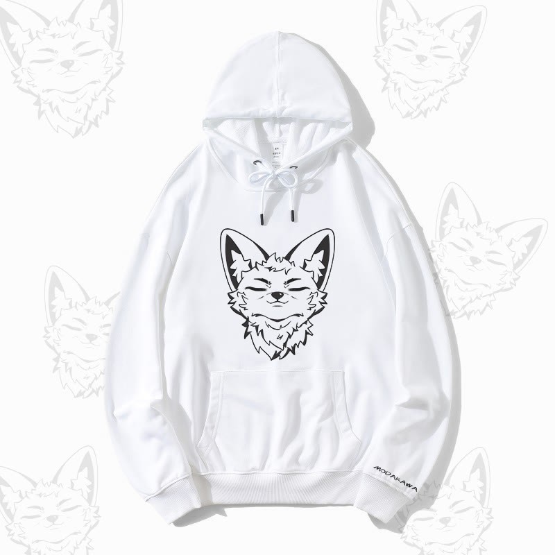 MODAKAWA Corsac Fox Graphic Streetwear Pullover Hoodie - White - 5XL - image 4
