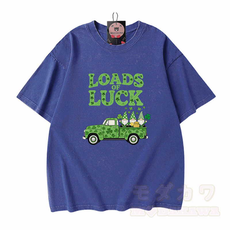 VIELE GLÜCK! Modakawa Vintage-T-Shirt aus 100 % Baumwolle mit Grafik zum St. Pakrit-Tag - Blau - 5XL - image 4