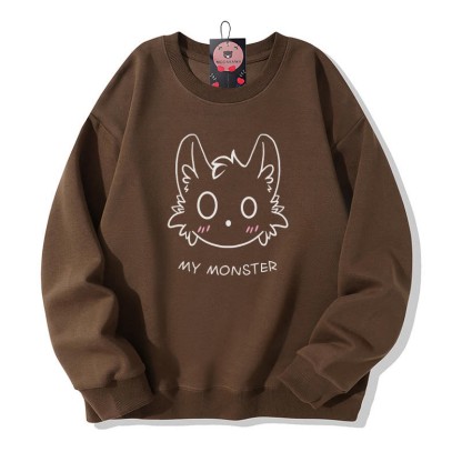 Little Monster Graphic Couple Partner-Sweatshirt mit Rundhalsausschnitt - Brown - 5XL - image 4