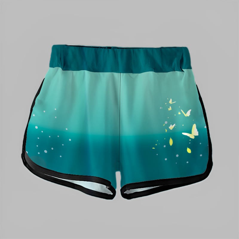 Modakawa Shorts mit Farbverlauf und Schmetterlingsprint - image 4