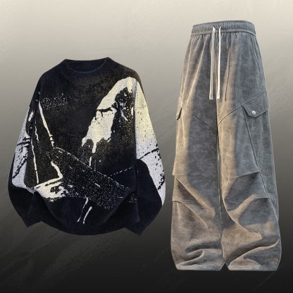 Vintage Strickpullover und Cargohose, zweiteilig - Set C - 3XL - image 3