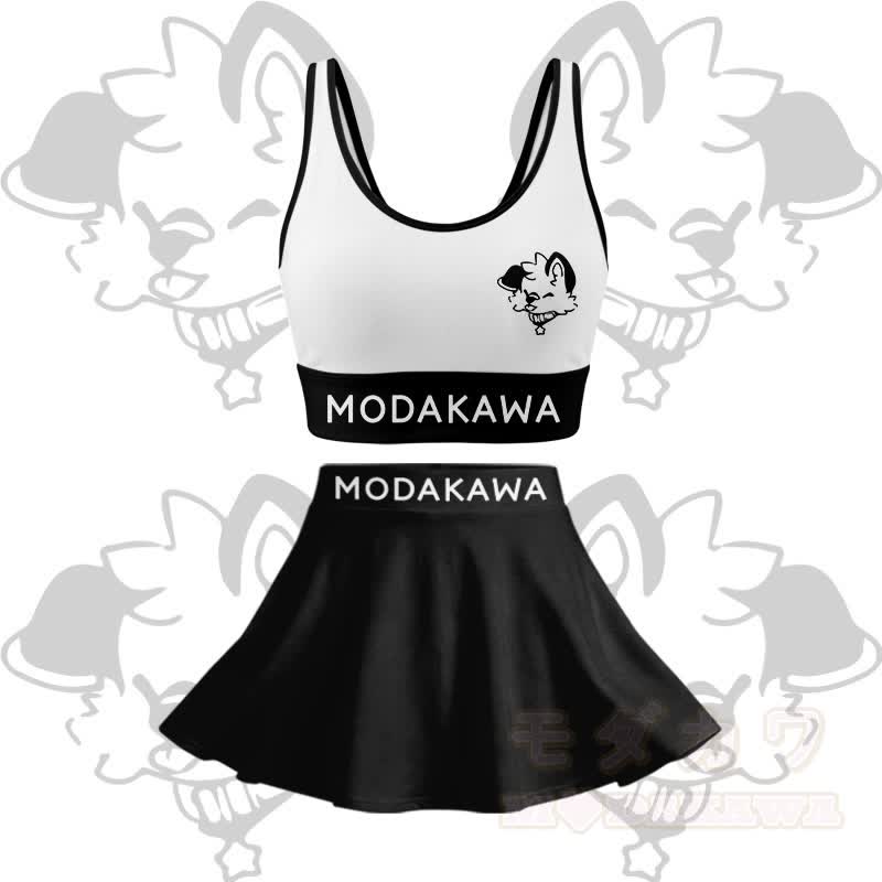 MODAKAWA X popipeko Puppy Graphic Modakawa Crop Tank Sport Top Skirt Matching Outfit - Weißes Set - 2XL - image 13