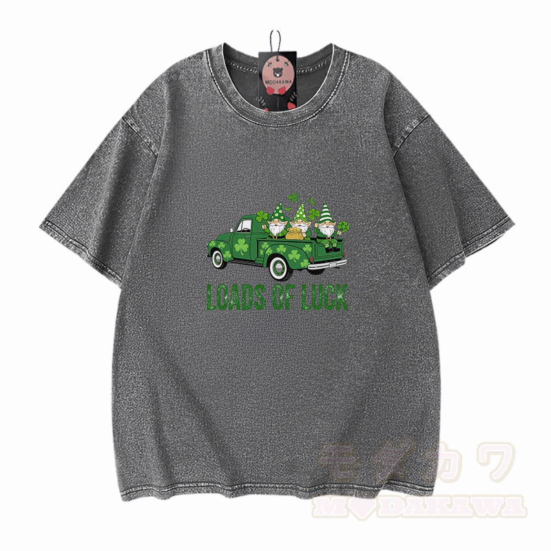 VIEL GLÜCK St. Pakrit's Day Glücksgrafik Modakawa Vintage gewaschenes T-Shirt aus 100% Baumwolle - Grau - 5XL - image 9