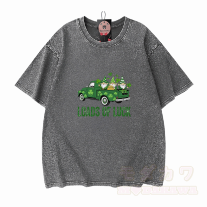 VIEL GLÜCK St. Pakrit's Day Glücksgrafik Modakawa Vintage gewaschenes T-Shirt aus 100% Baumwolle - Grau - 5XL - image 9