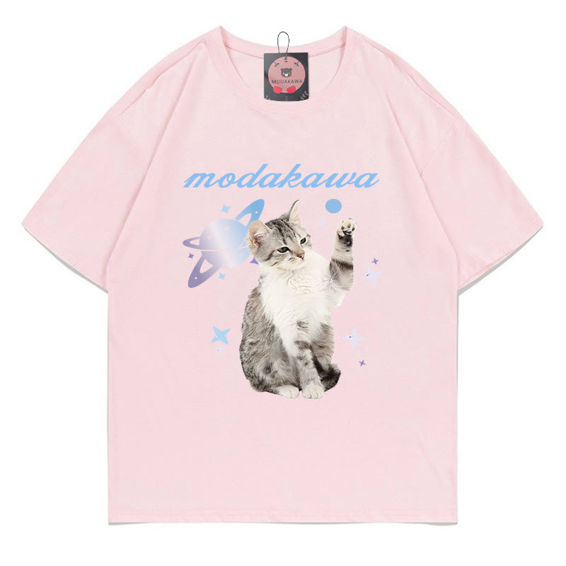 Kitty Planet Letter Print MODAKAWA T-Shirt - Pink - 5XL - image 3