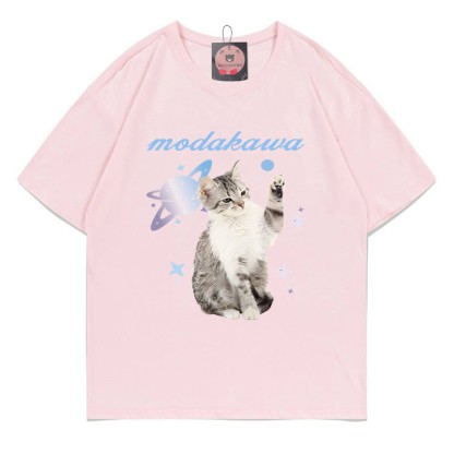 Kitty Planet Letter Print MODAKAWA T-Shirt - Pink - 5XL - image 3