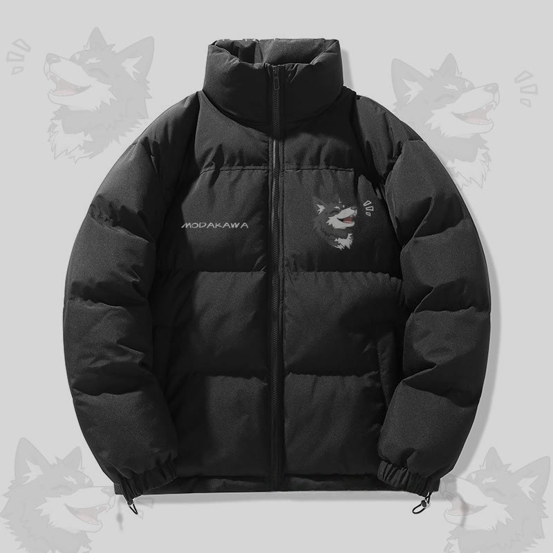 MODAKAWA Isolierte Steppjacke mit lustigem Welpenmotiv - Black - 3XL - image 3