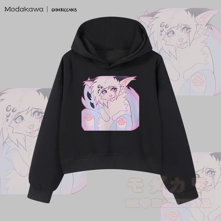 MODAKAWA X genericcanis Fuchs-Charakter-Grafik-Crop-Couche aus Baumwolle - Schwarz - 3XL - image 4