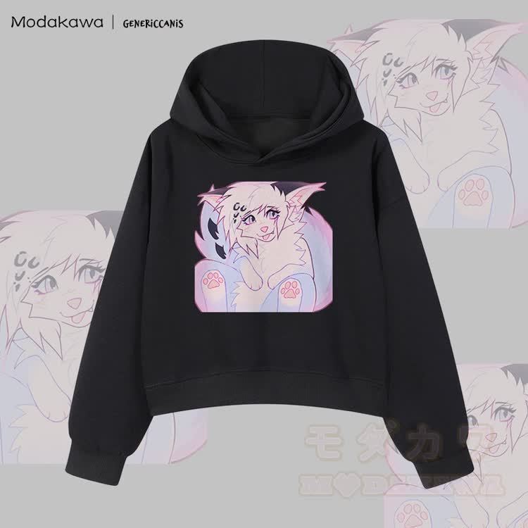 MODAKAWA X genericcanis Fuchs-Charakter-Grafik-Crop-Couche aus Baumwolle - Schwarz - 3XL - image 4